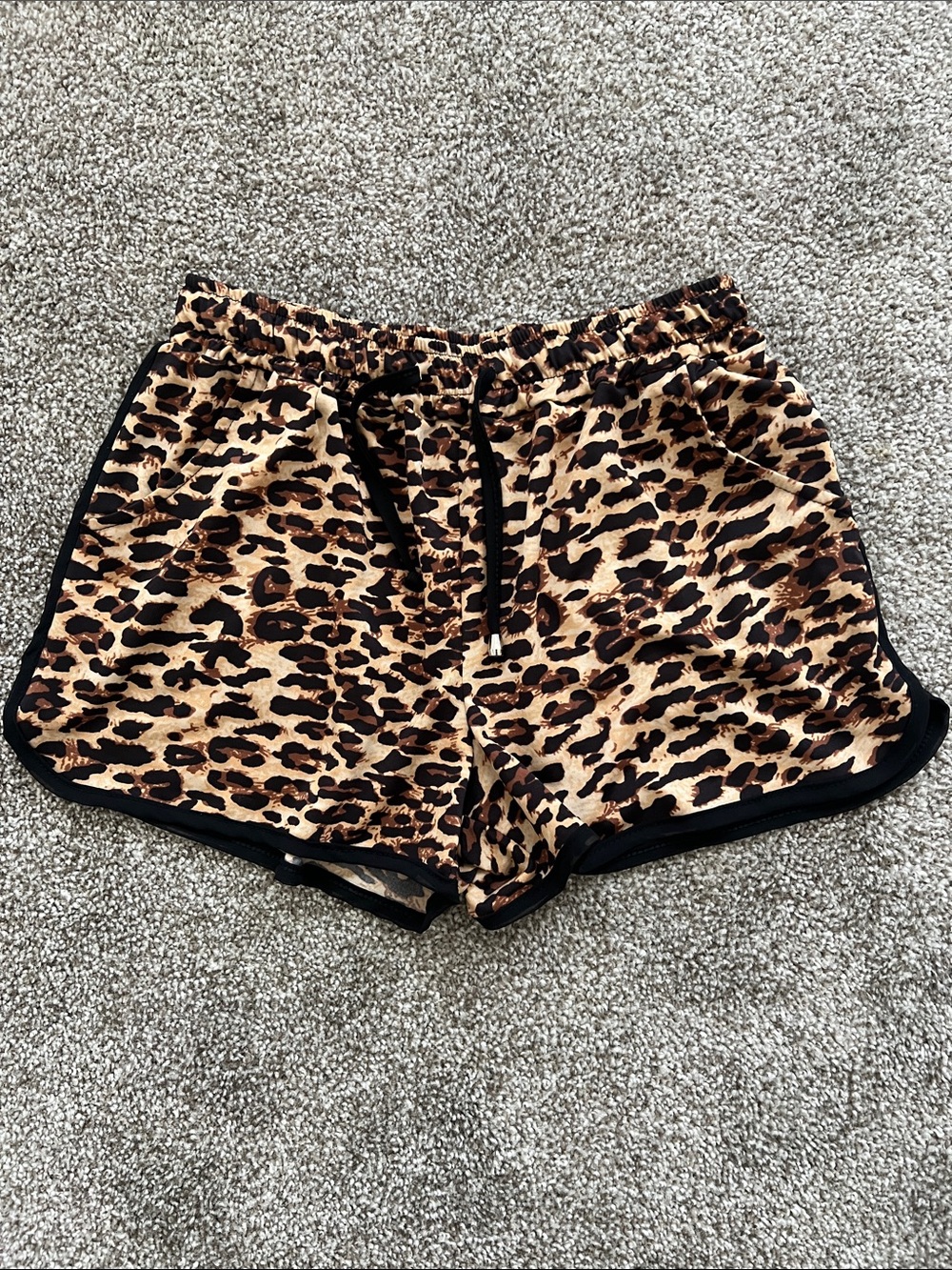 Amazon Women's Leopard Print Shorts with Black Trim